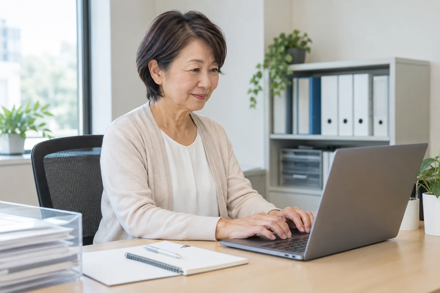 ハローワークの相談員と求人票を確認する女性のイメージ