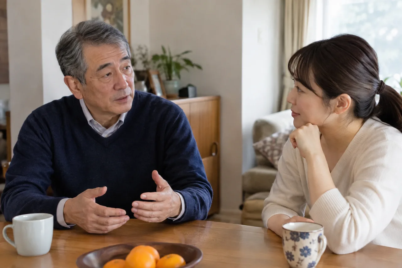 60代の女性がカレンダーとスマートフォンで定年後の勤務予定を確認している様子