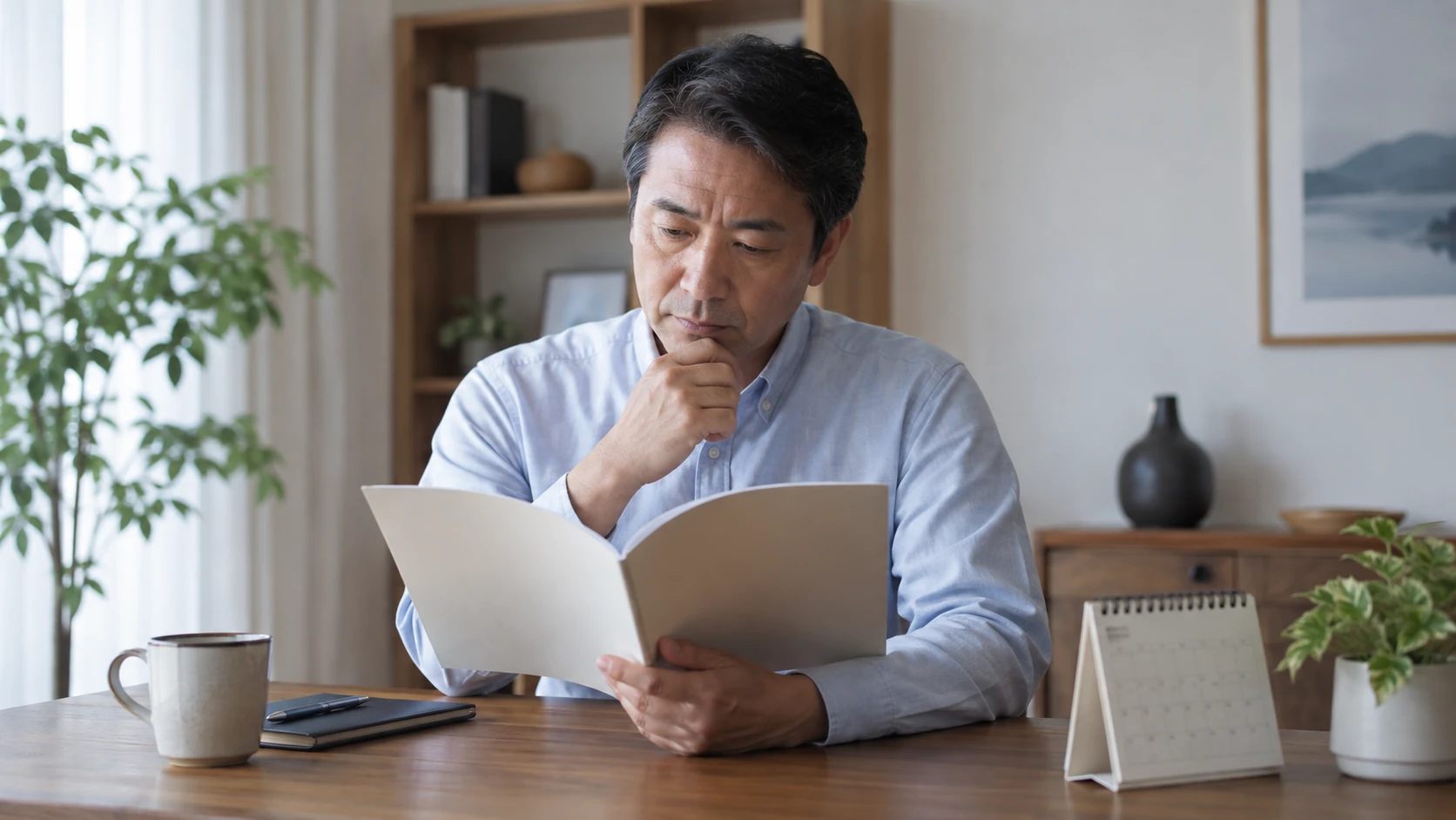 定年後の就業制度の資料を確認する様子