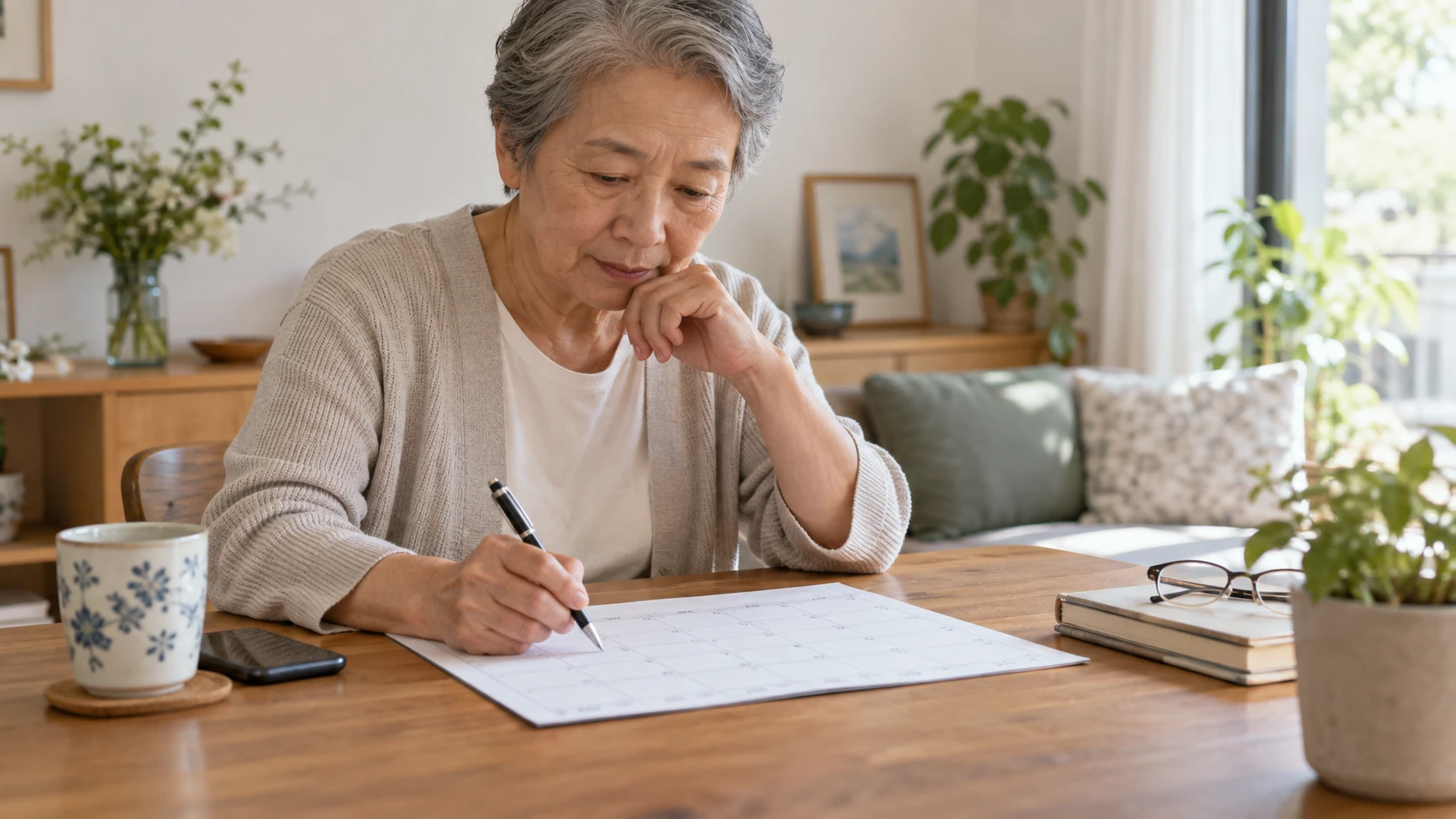 健康と仕事の予定を調整する様子