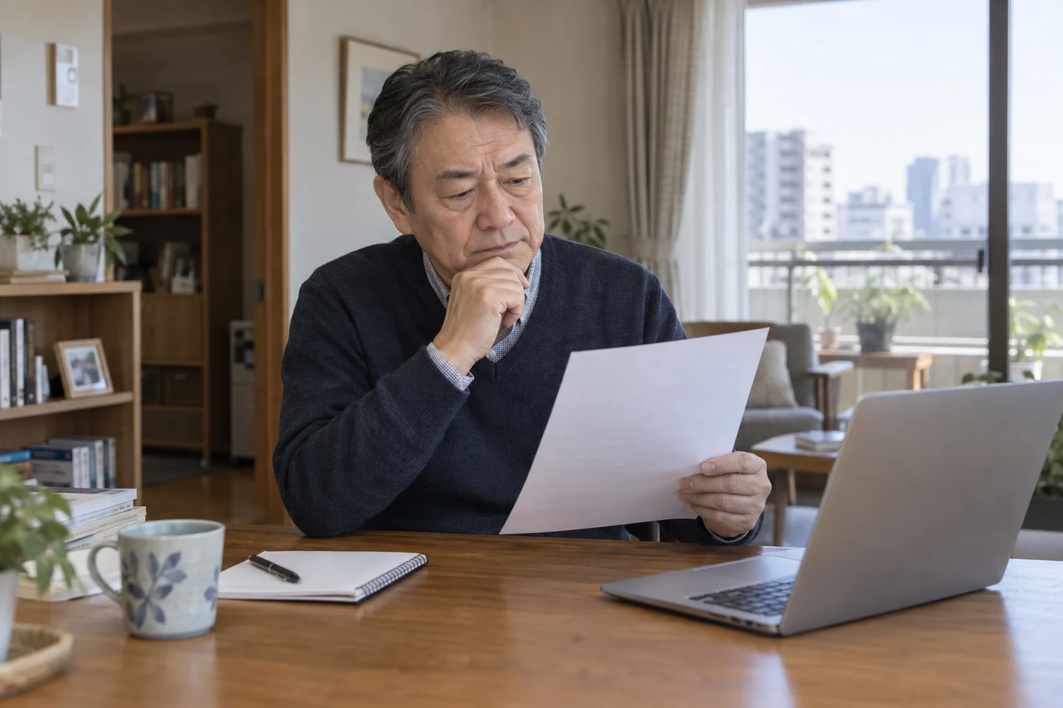 日本人男性が定年後の働き方を考える様子