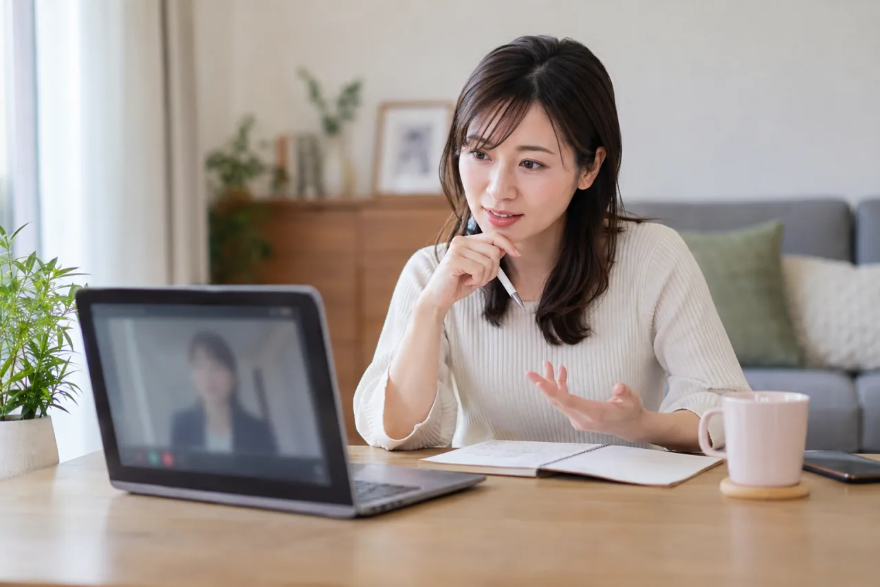 結婚相談所の無料相談で確認事項を質問する日本人女性
