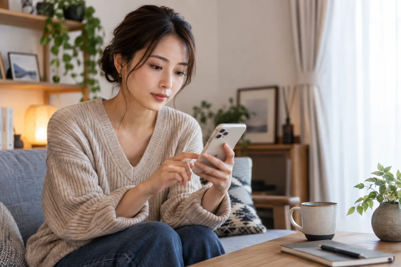 結婚相談所の休会退会中途解約の条件を契約書で確認する日本人女性
