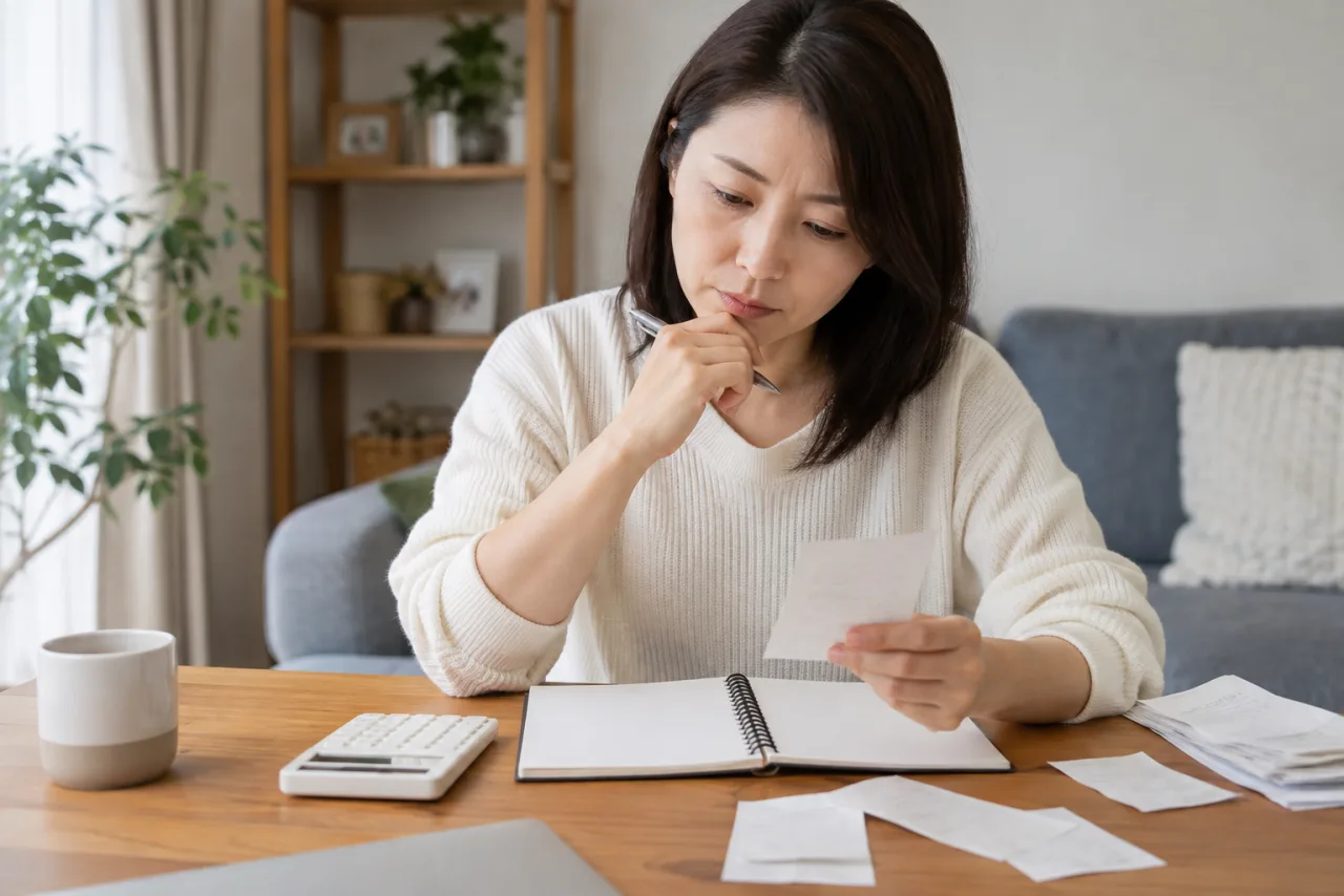結婚相談所の活動費用を計算する日本人女性