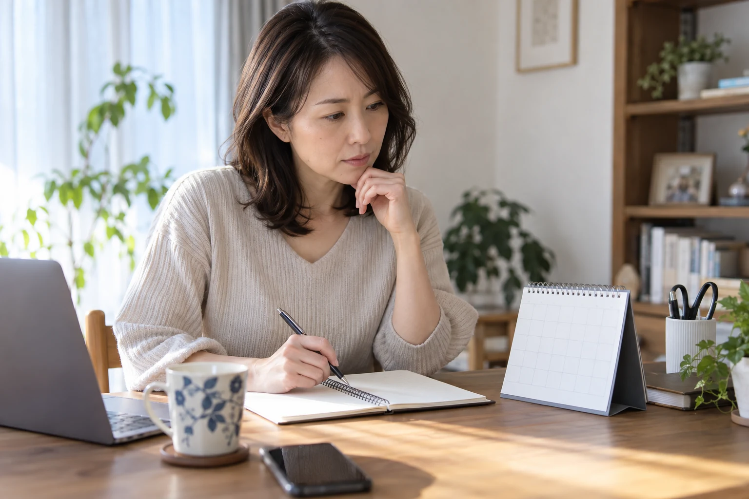 日本人女性が結婚相談所を使わずに情報収集する予定をカレンダーに整理している