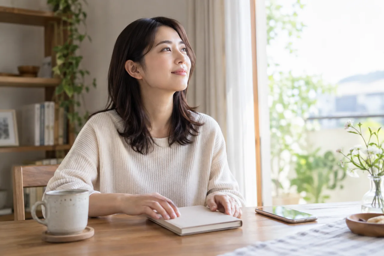 日本人女性が結婚相談所の活動をいったん休み自分の時間を過ごしている場面