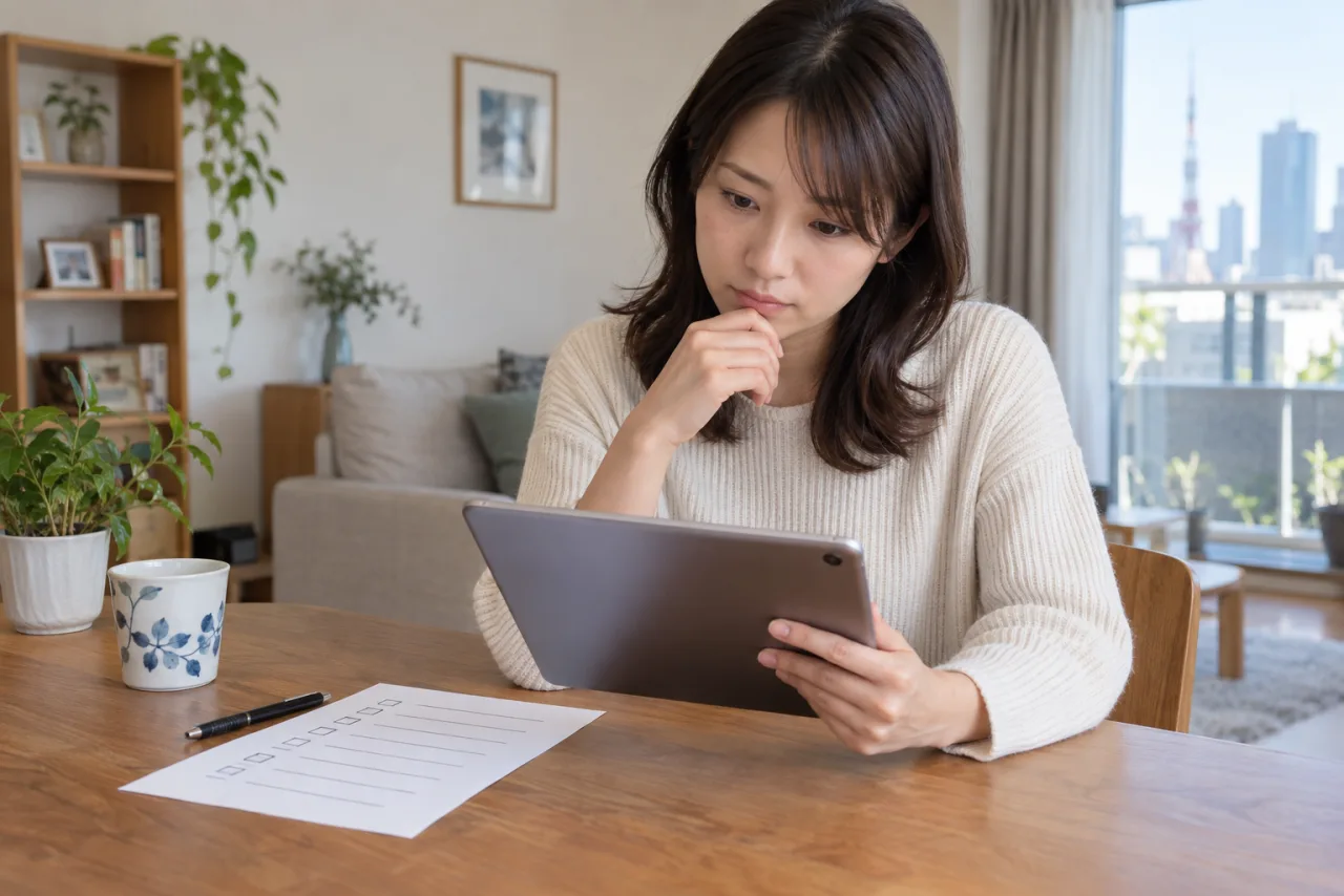 婚活を続けるか休むかを予定表で振り返る日本人女性