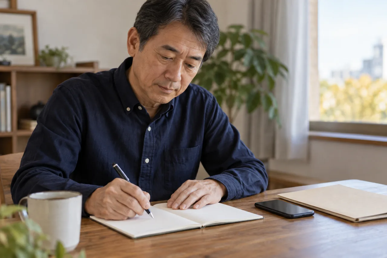 無理に続けず丁寧に断る文面を考える57歳の男性