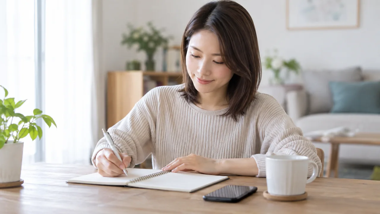 日本人男性がプロフィールの公開範囲と個人情報の設定を確認している様子