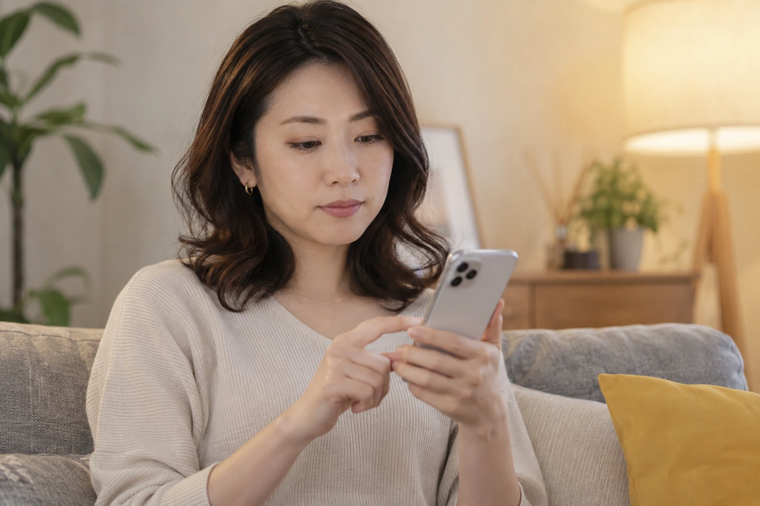 日本人の女性が相談窓口でマッチングアプリの不安を話す様子