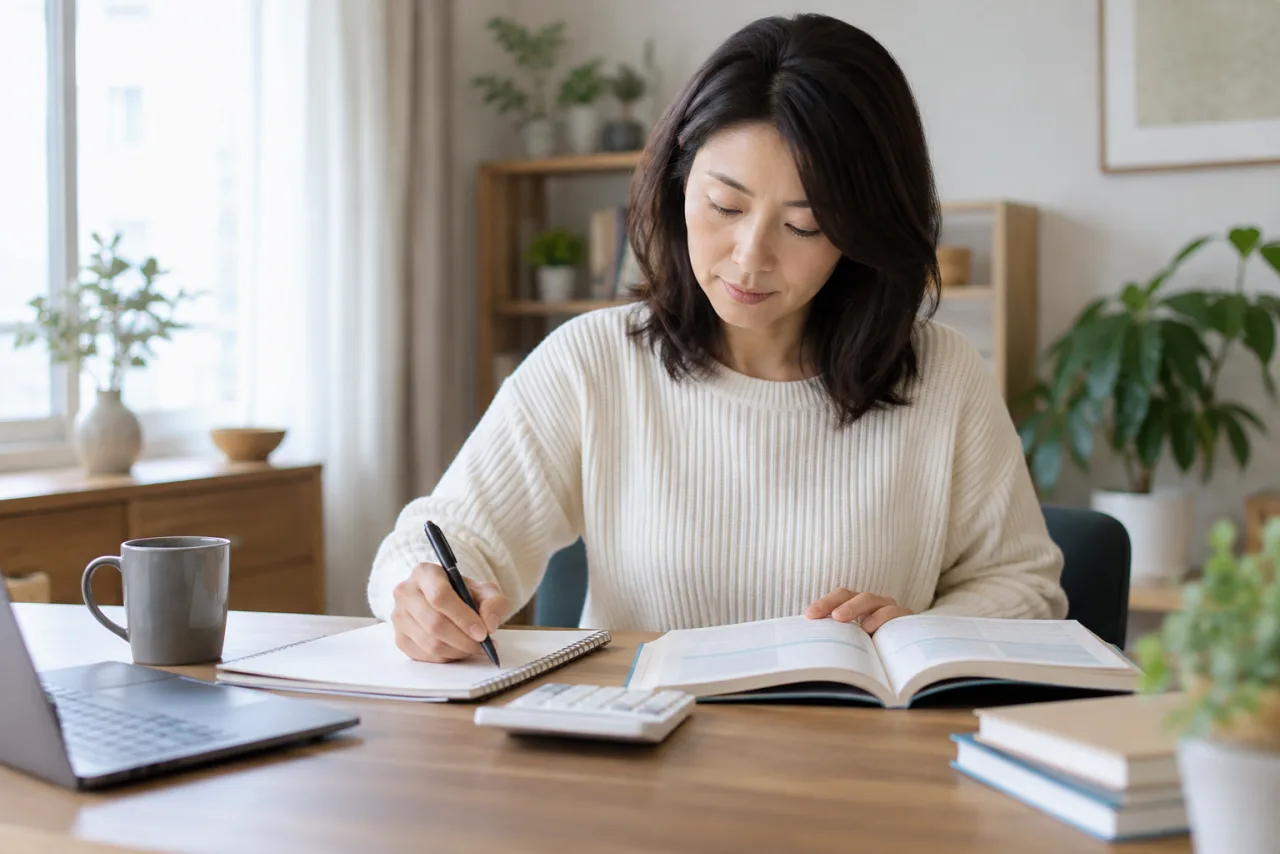 日商簿記の学習を始める日本人女性
