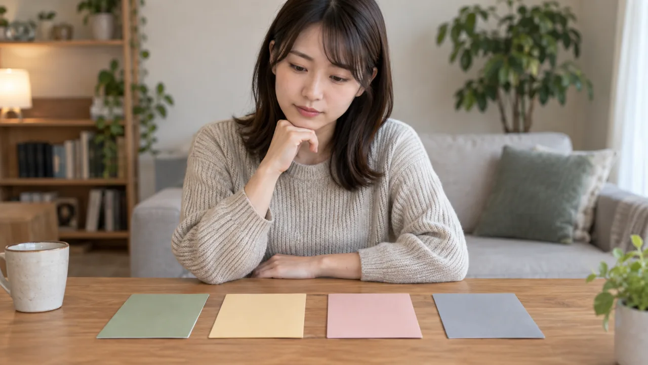 日本人女性が自分の希望する関係と一人でいたい時間をノートに書き出している様子