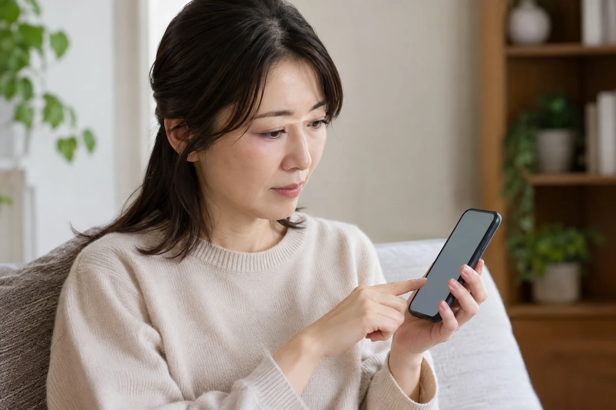 SNSの通知を必要なものだけに絞る日本人女性の編集写真