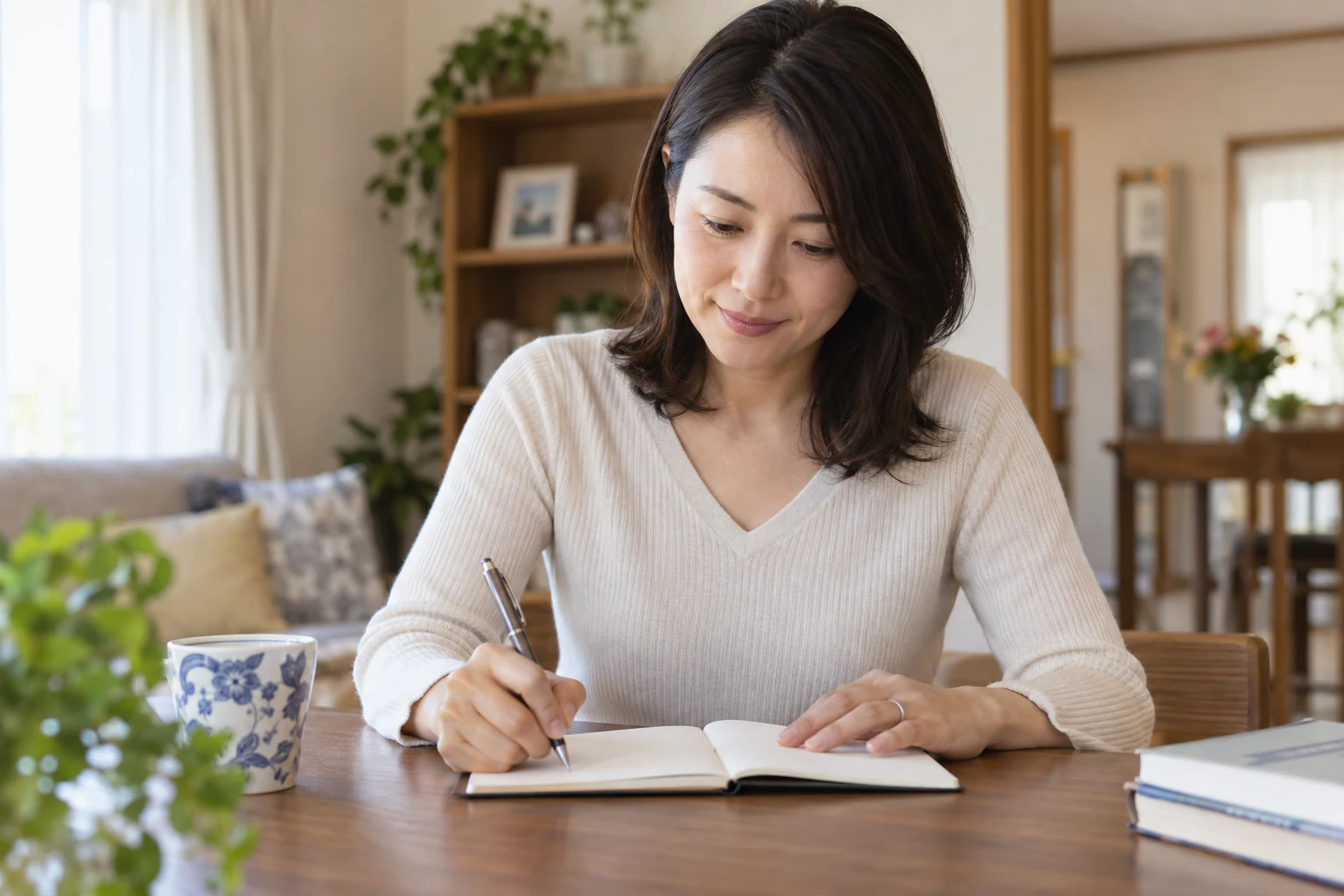 日本人女性が職場の人間関係で起きた事実と相談内容をメモしている
