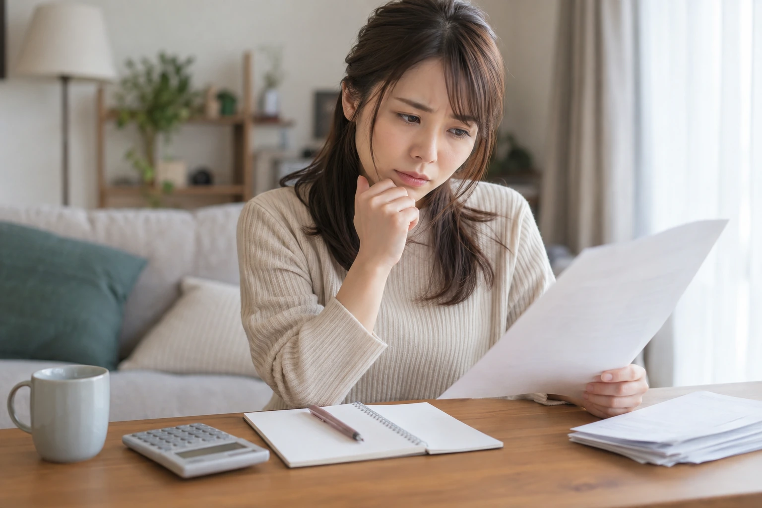 日本人の20代女性が初対面の安全な待ち合わせ場所を確認する様子