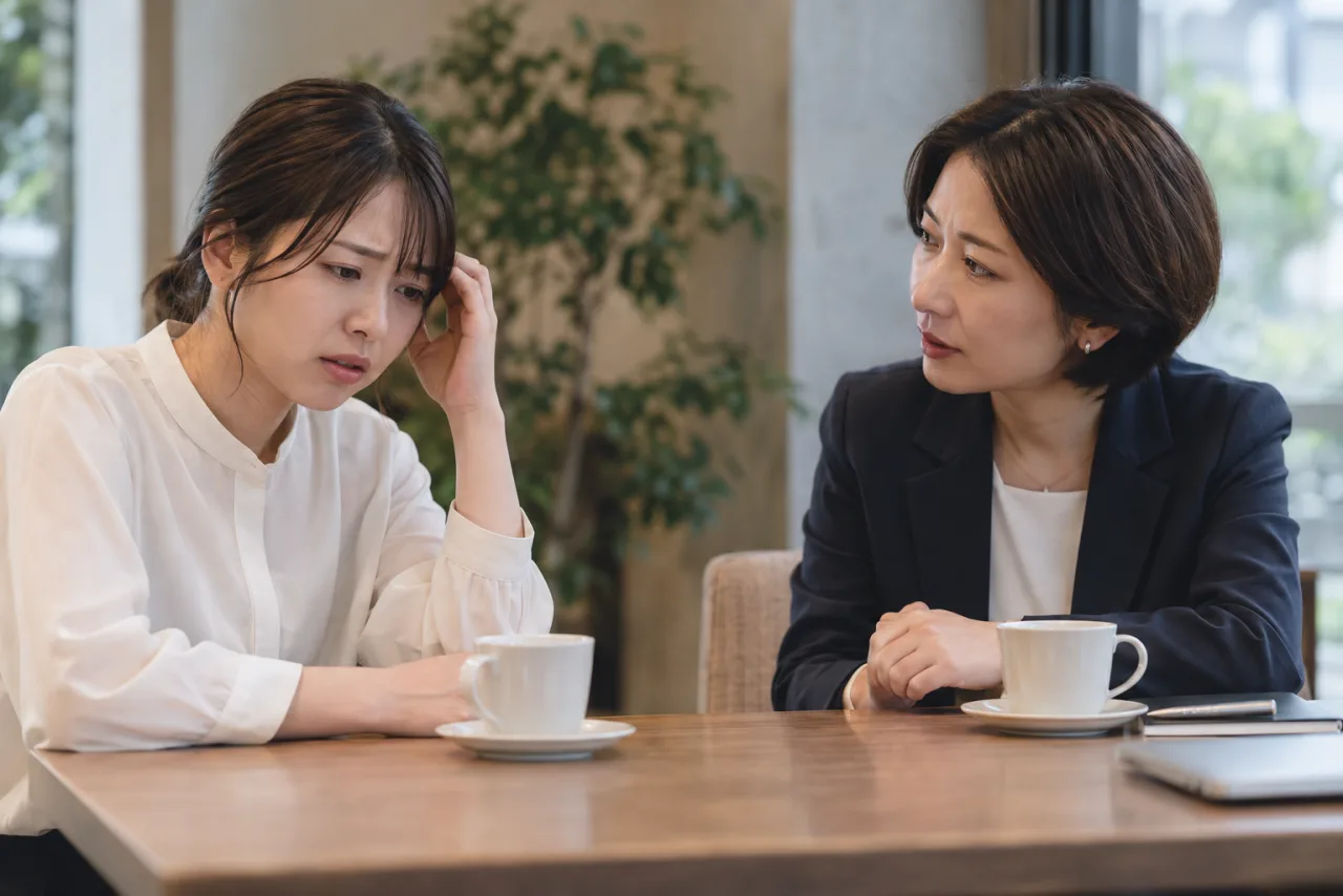 転職について相談する日本人女性と相談相手