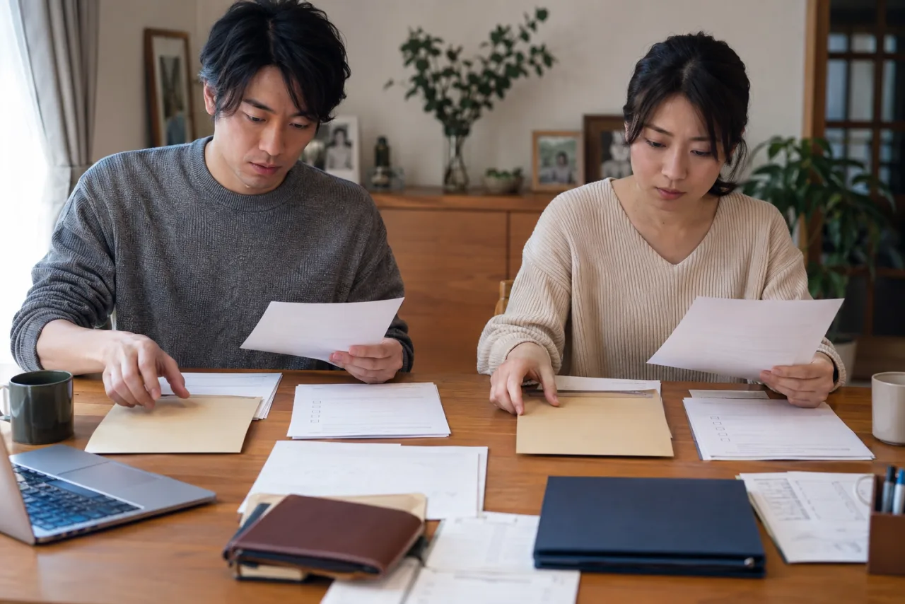 相続放棄の手続きについて相談員に確認する日本人男性