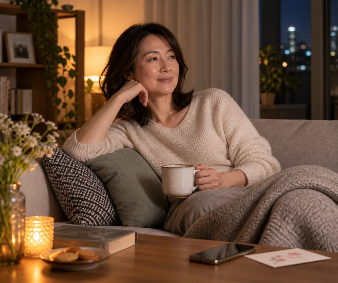 自分の時間と信頼できる人とのつながりを並べて過ごす日本人女性