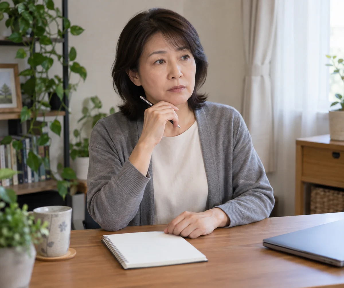 親の介護による勤務への影響を職場へ相談する日本人女性の編集写真