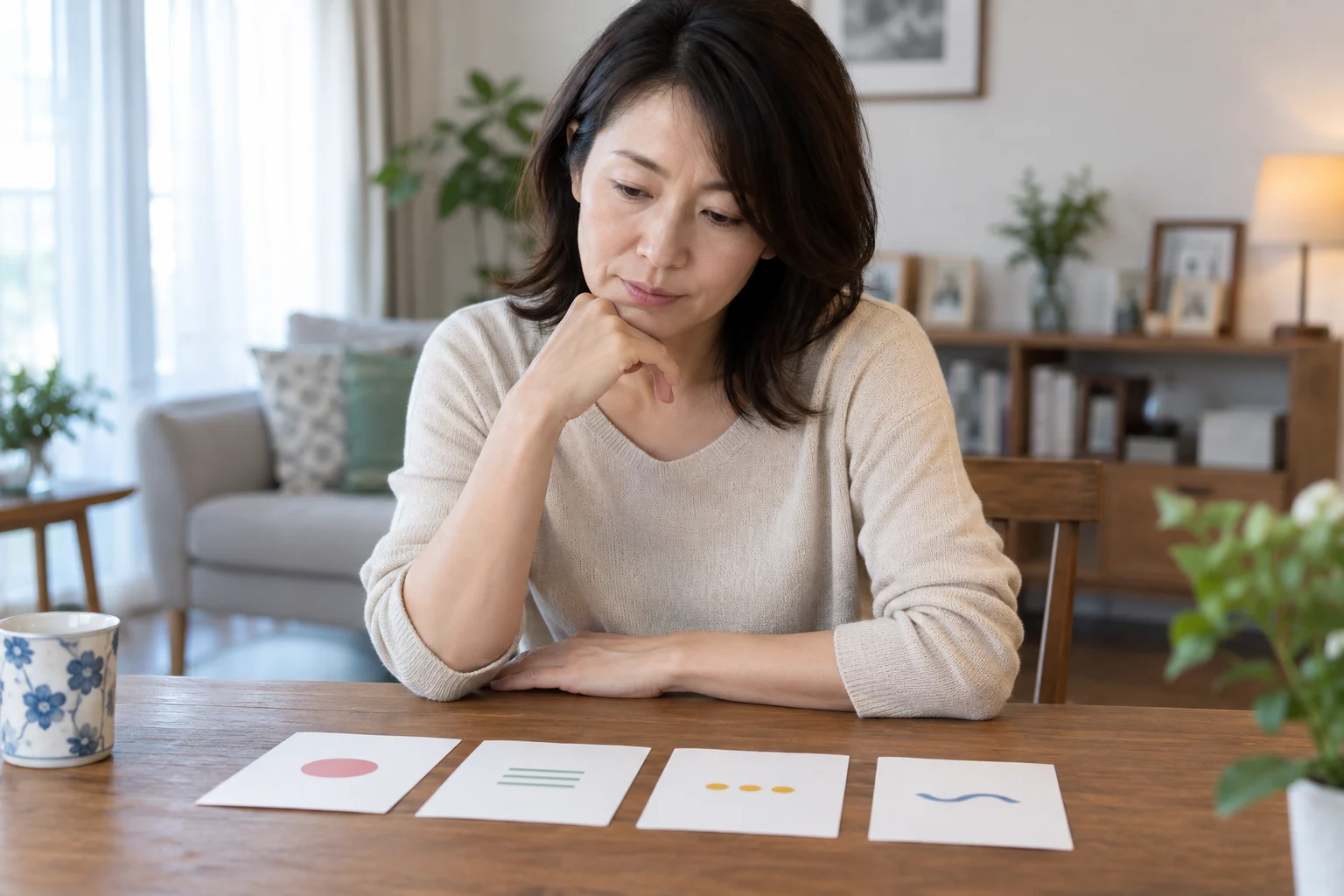 家族との連絡頻度と会う場所の選択肢を比較する日本人女性
