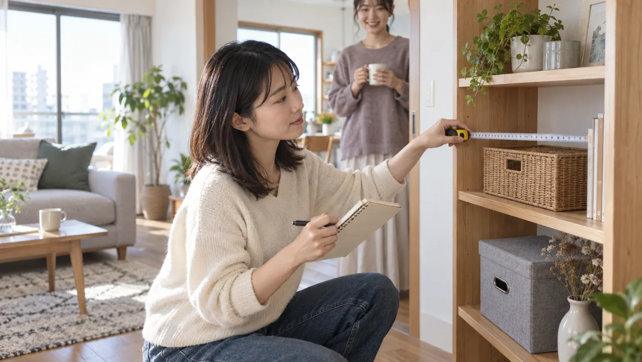 日本人女性が引っ越し祝いの予算と候補をノートに整理している様子
