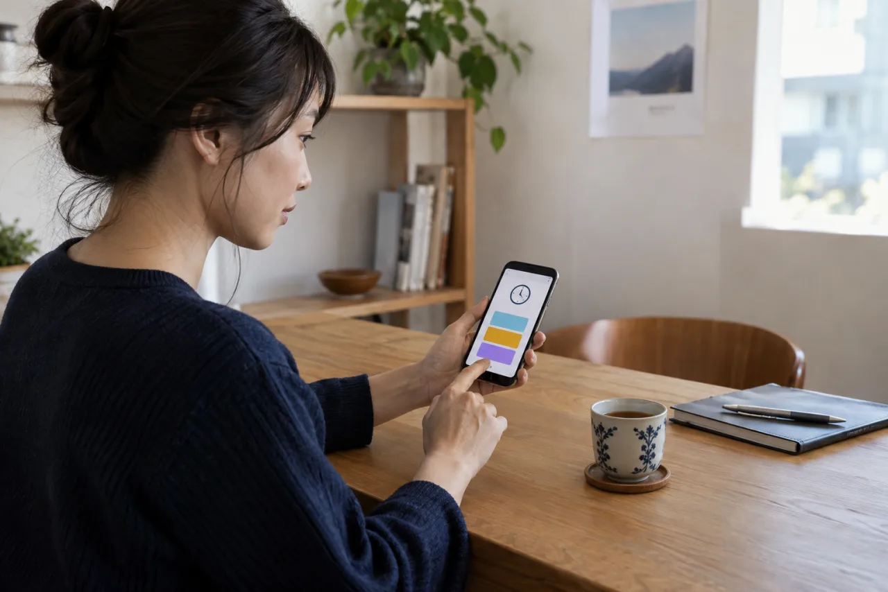 スマートフォンで位置情報共有の期間を選ぶイメージ