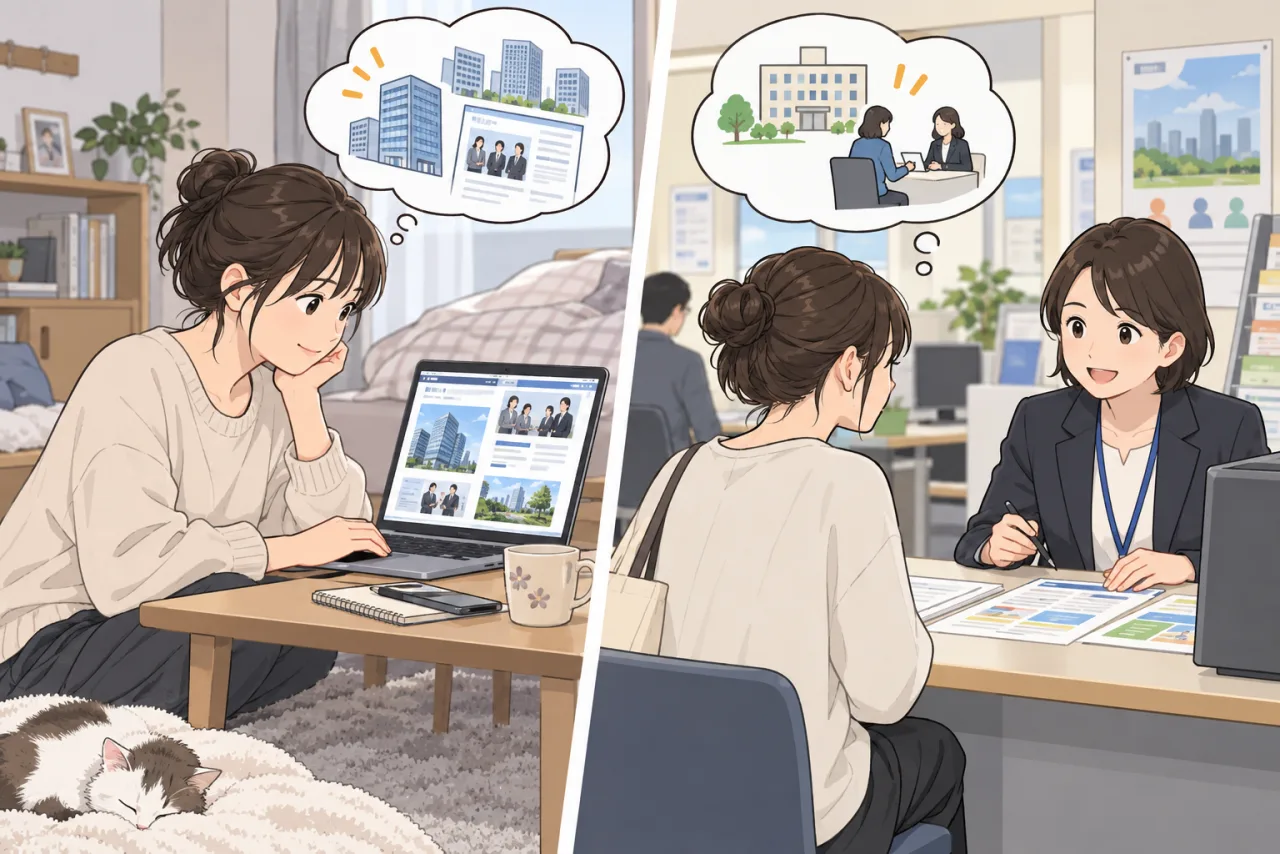 日本人のIT会社員が担当工程や技術領域を職種ごとに棚卸ししている場面