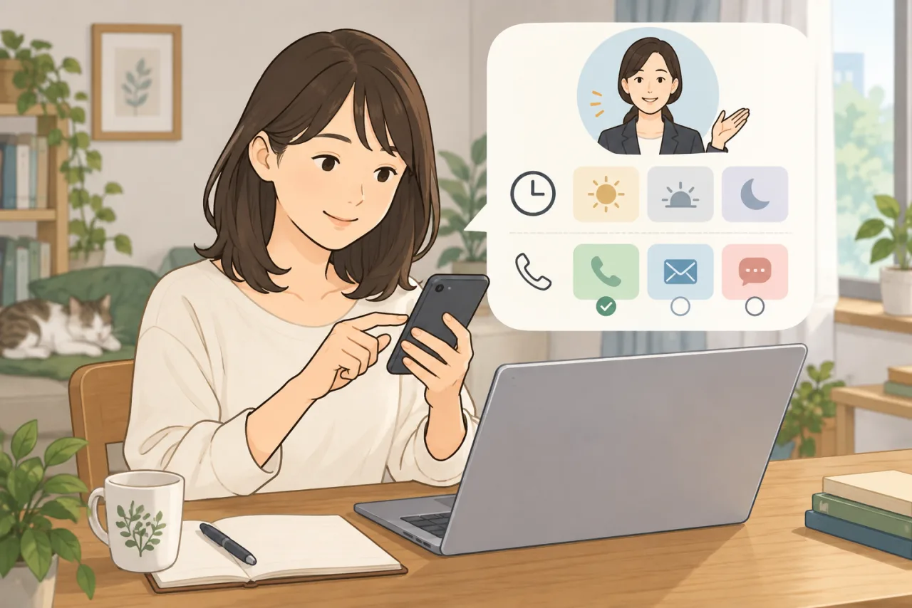 一人暮らしの日本人会社員が転職サービスの職種地域求人範囲と面談方法を比較している場面