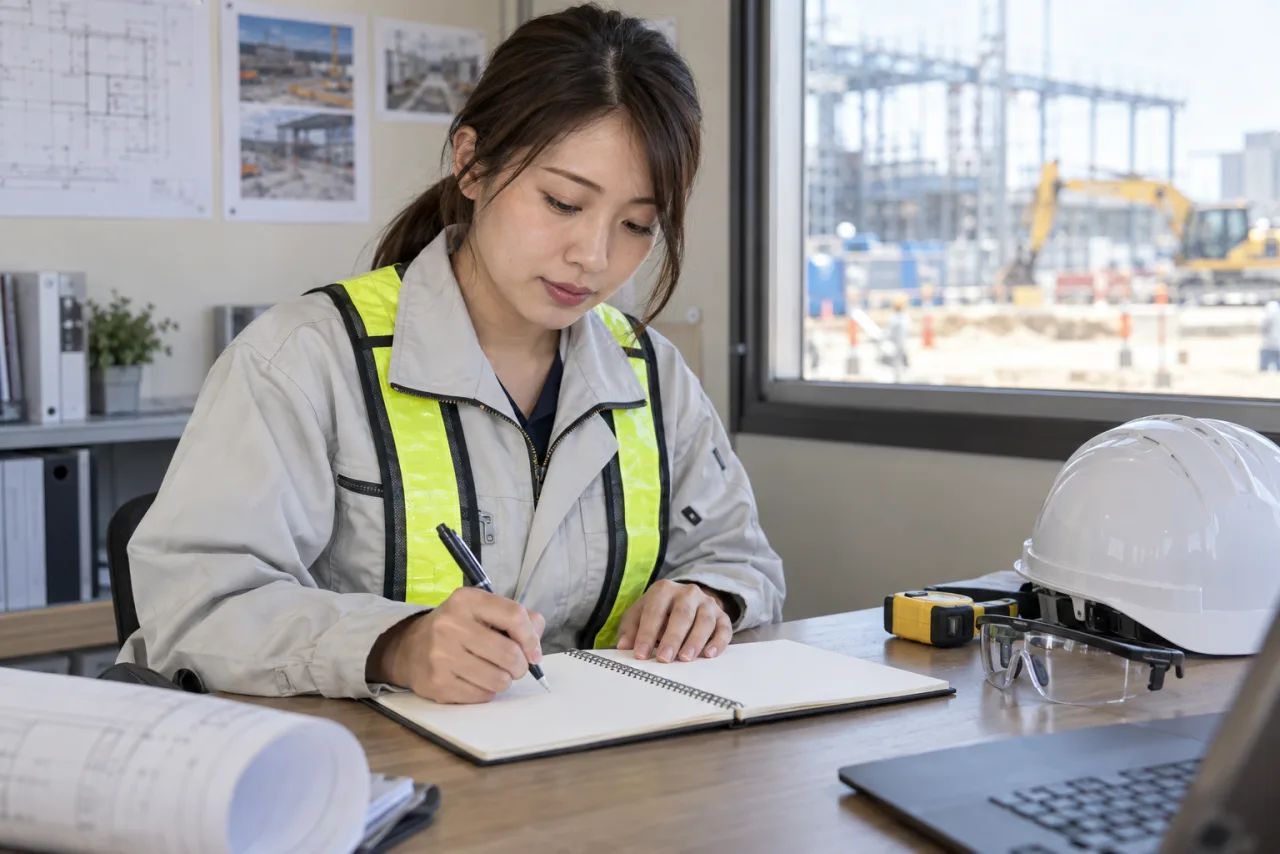 日本人女性の施工管理経験者が転職アドバイザーに希望条件を説明している