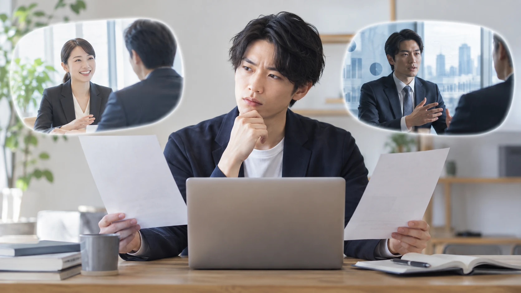 総合型と管理部門特化型の転職エージェントを目的別に比べている様子