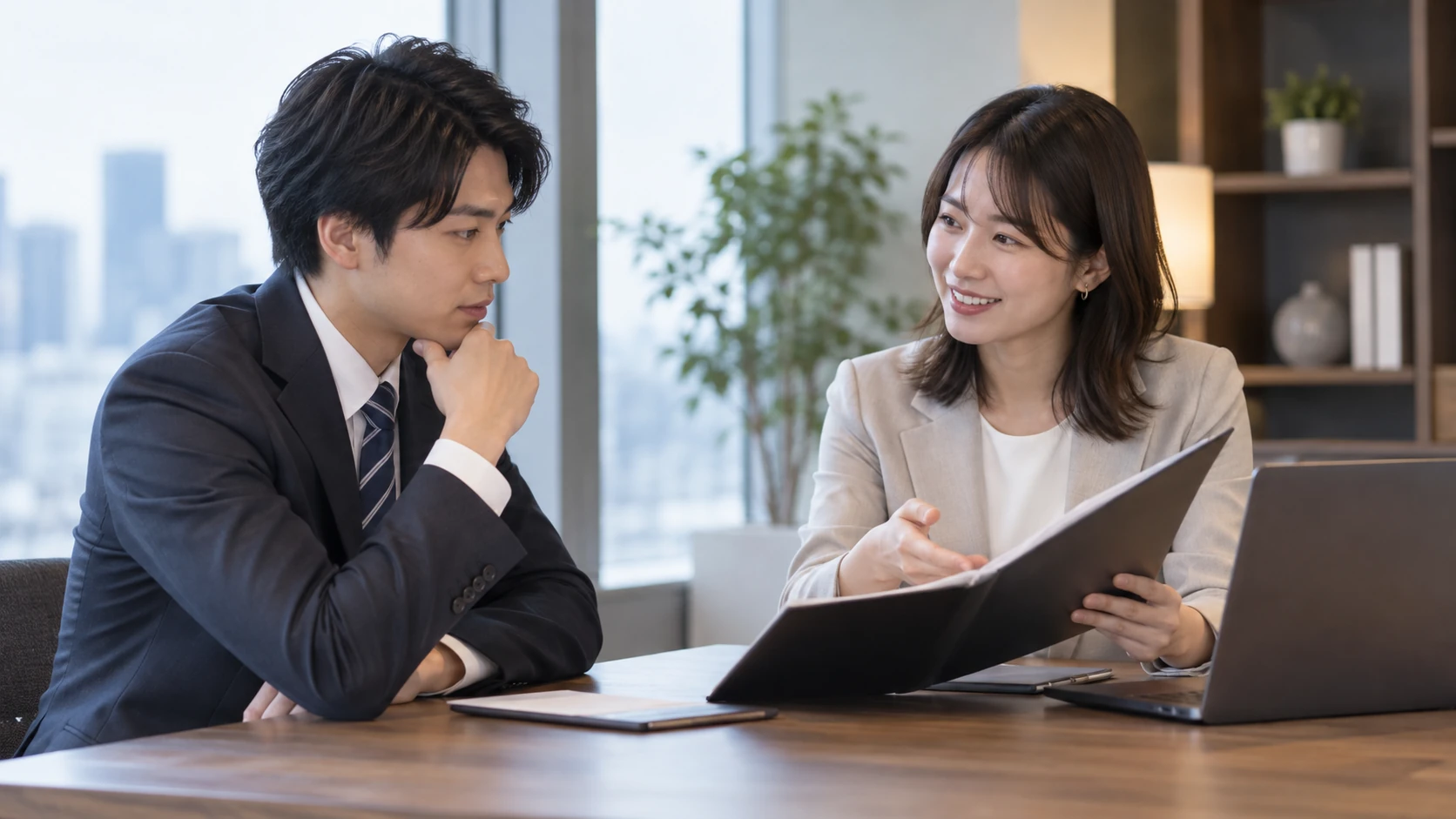 転職エージェントの初回面談で求人と担当業務を確認している様子
