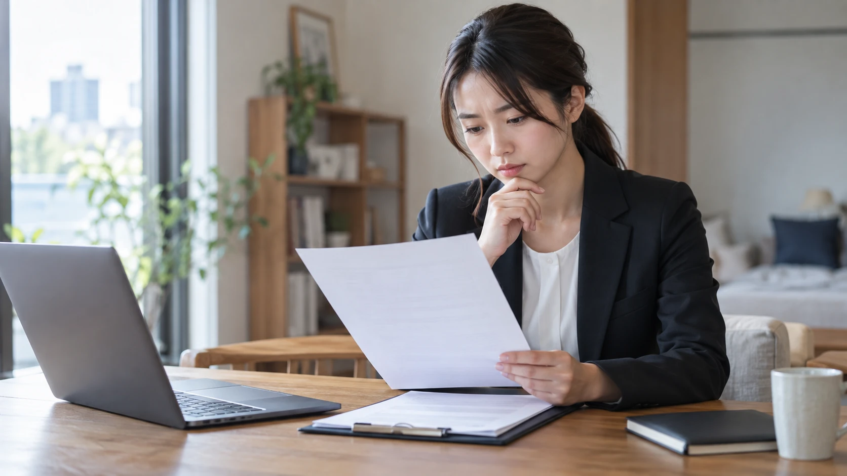 内定前に管理部門の仕事内容と給与と勤務条件を最終確認している様子