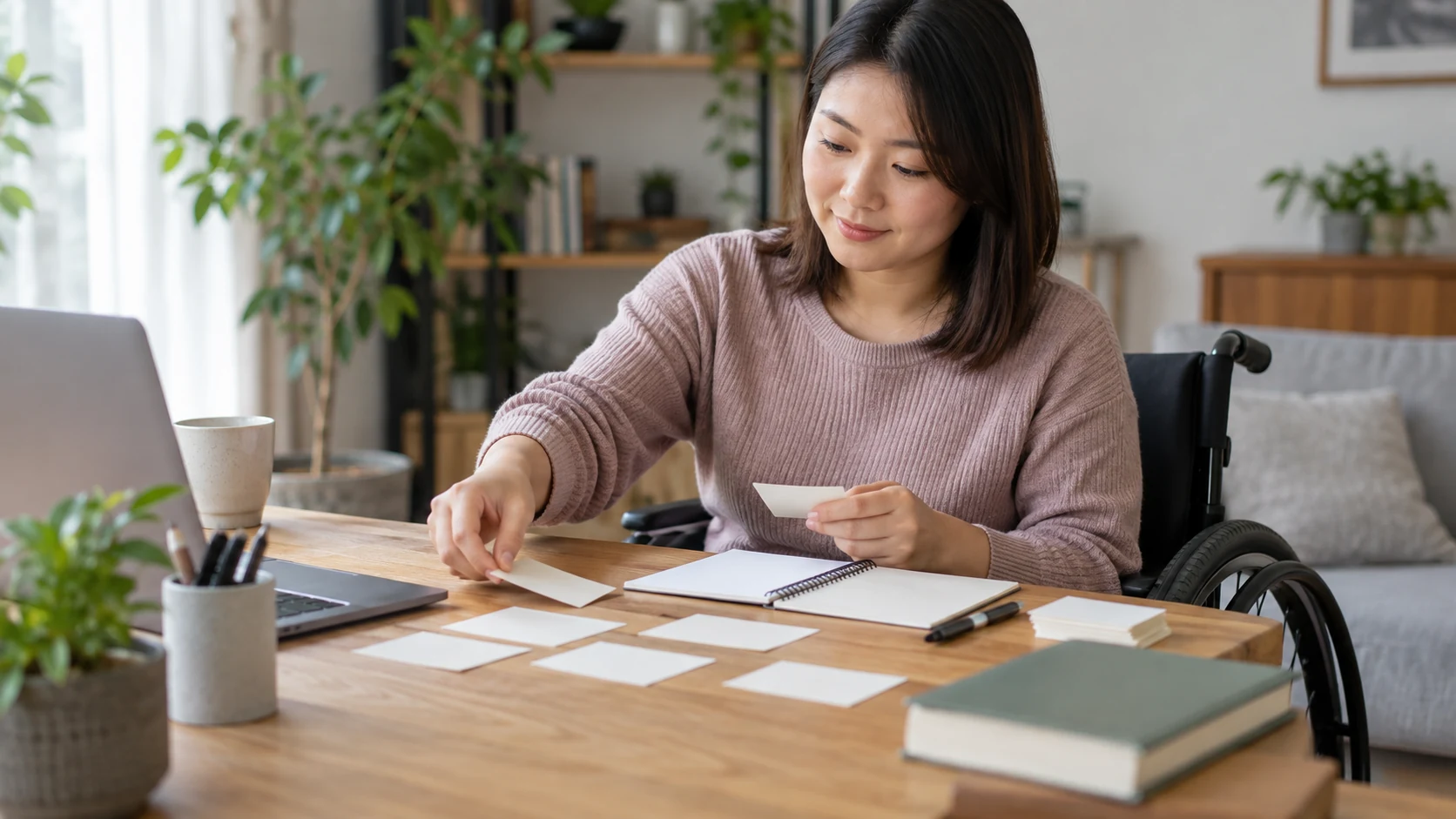 障害のある求職者が転職の希望条件を整理する様子