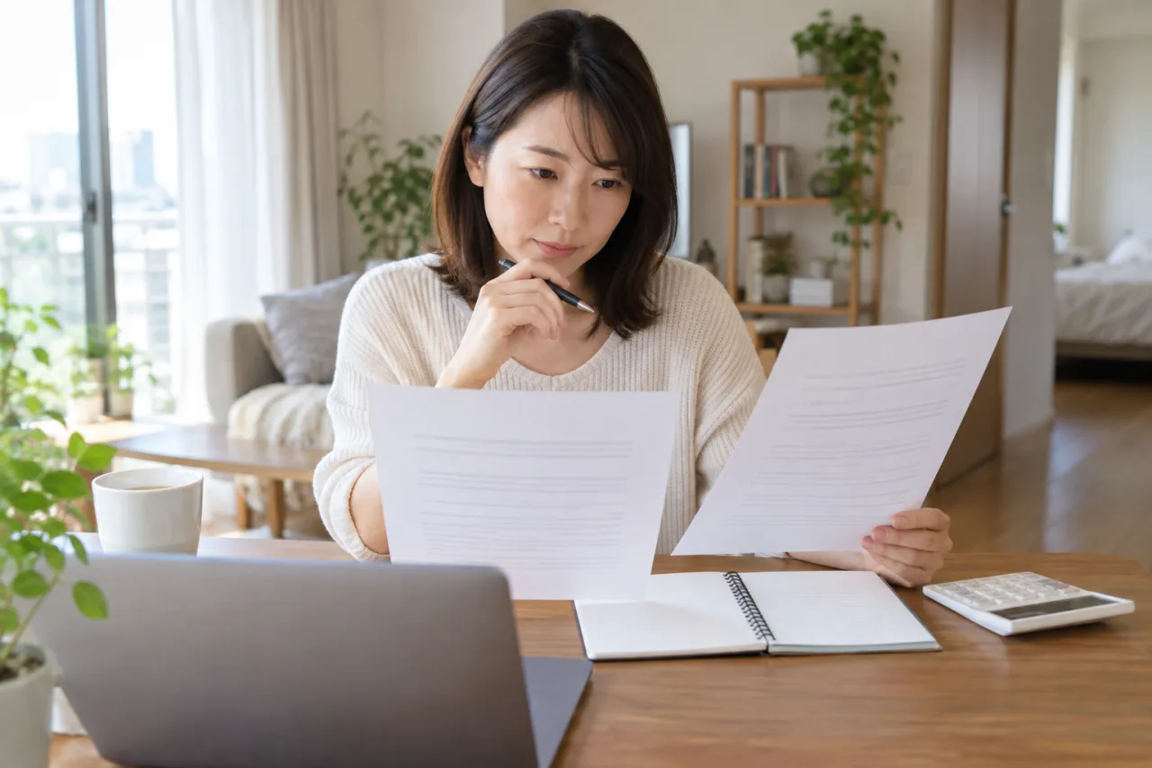 日本人女性が紹介された求人の勤務時間と給与と勤務地を比較している