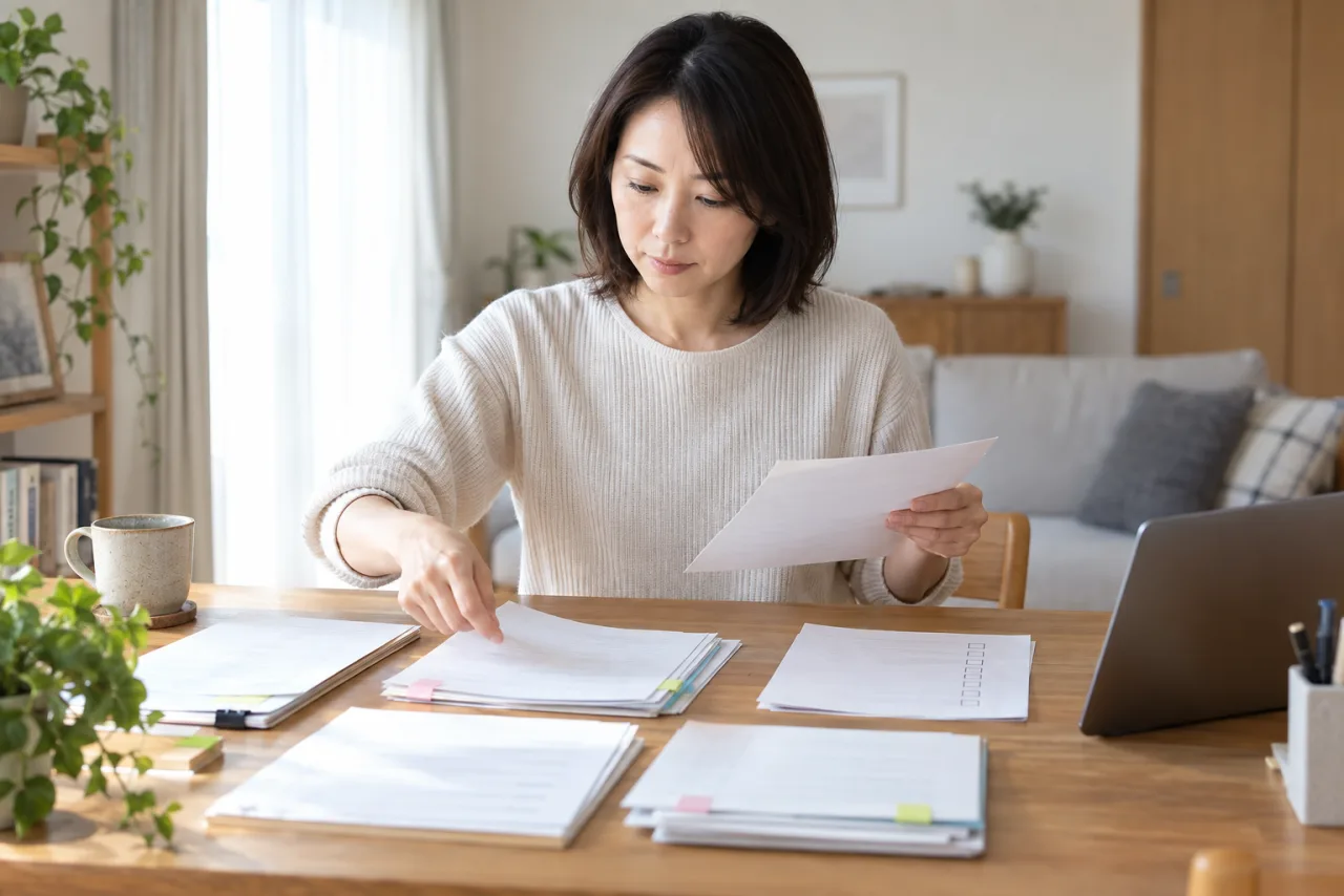 日本人女性が転職エージェントの退会前に応募状況と保存情報を整理している
