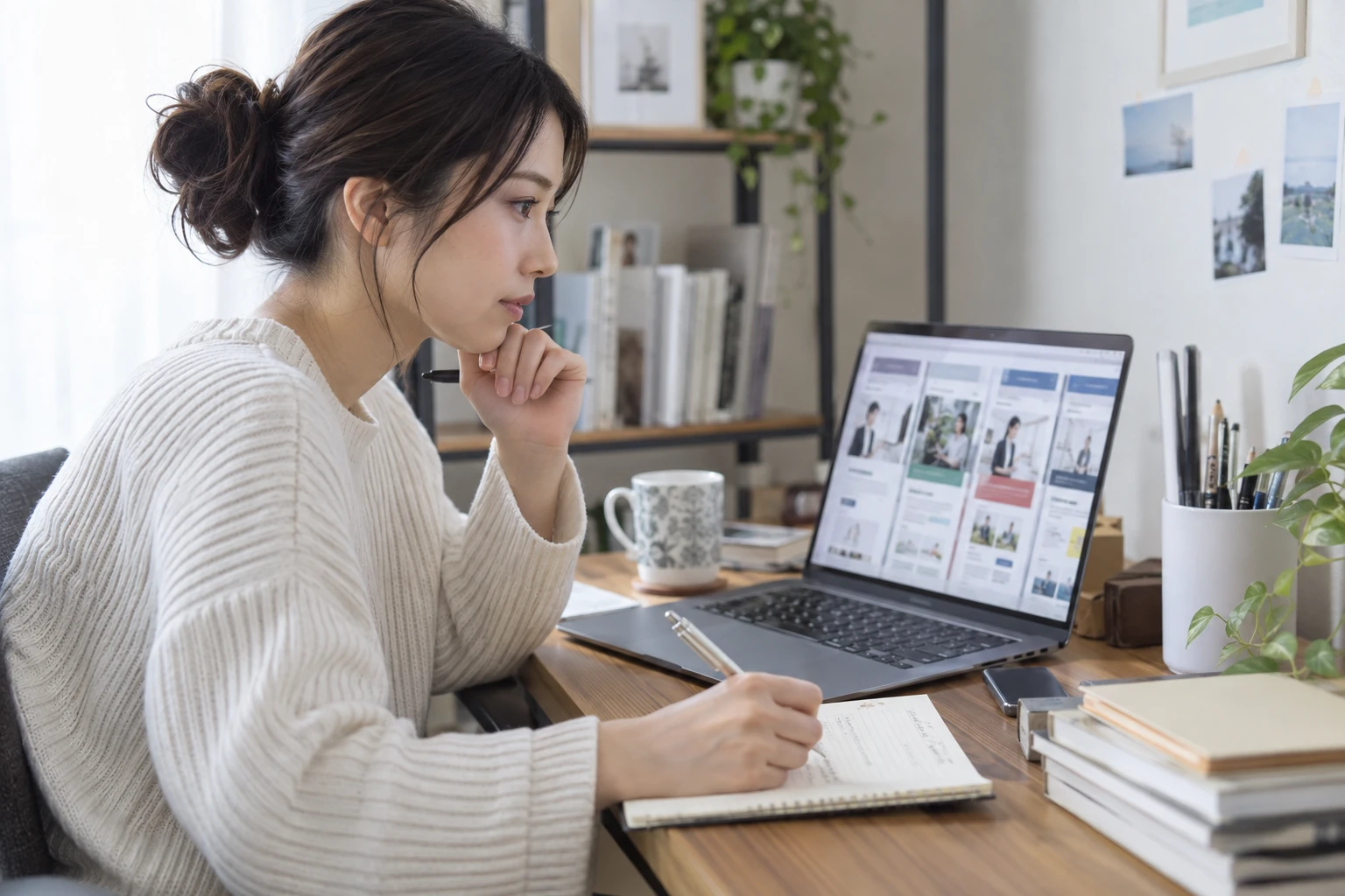 転職エージェントの評判を複数の情報から比較する女性