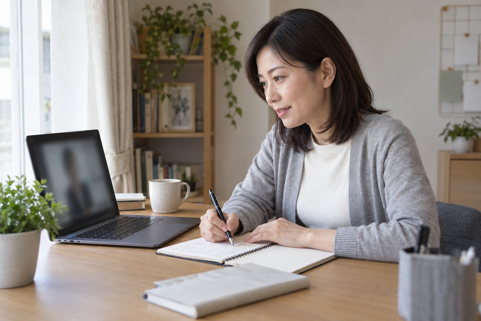 日本人女性が転職エージェントから求人条件と面接準備の情報を確認する