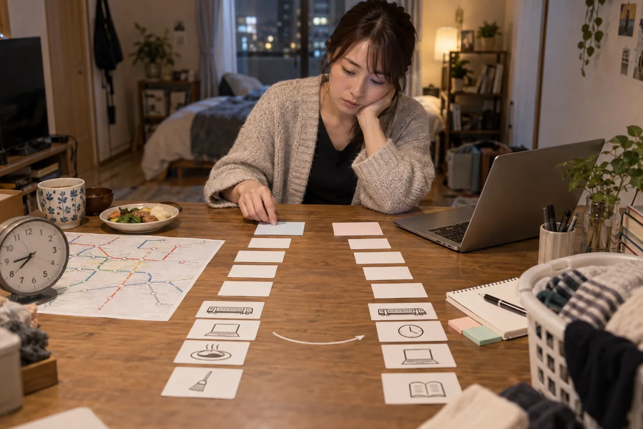 現職と転職先の通勤時間と残業と家事時間を比較する一人暮らしの30代
