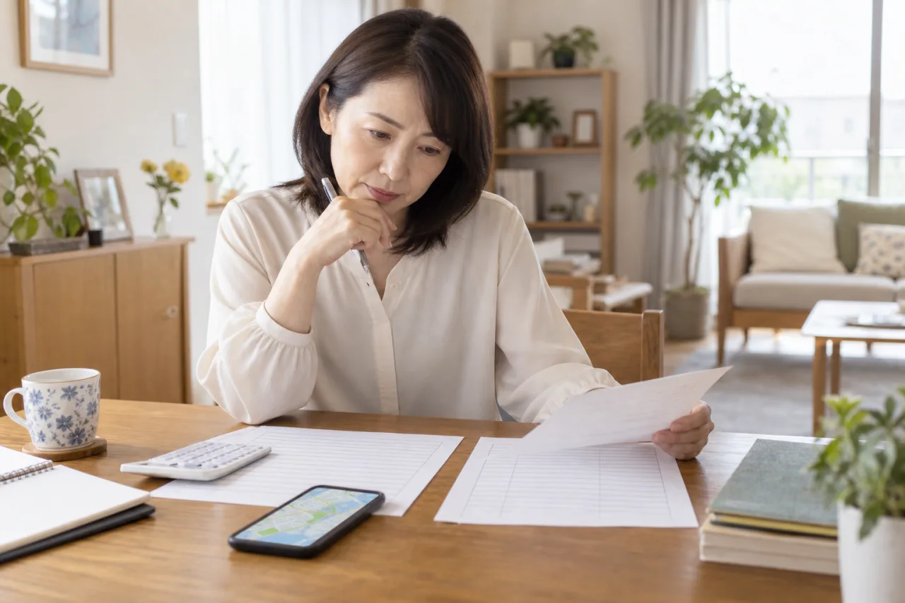 日本人女性が転職前後の通勤時間と手取りを比較している