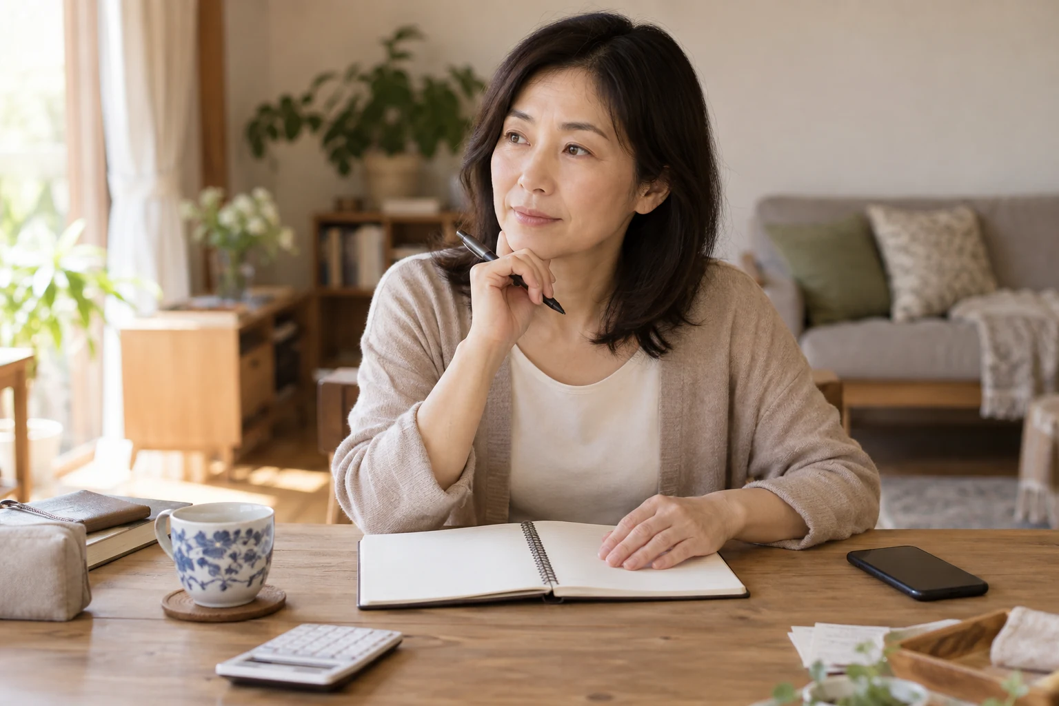 転職を急がず相談先と生活費を確認する40代後半の女性