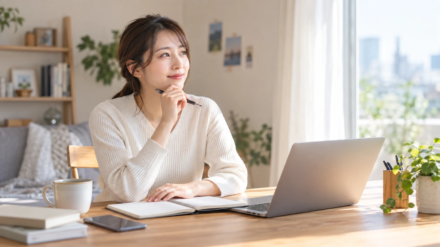 自分の経験を整理しながら転職の方向性を考える20代の女性