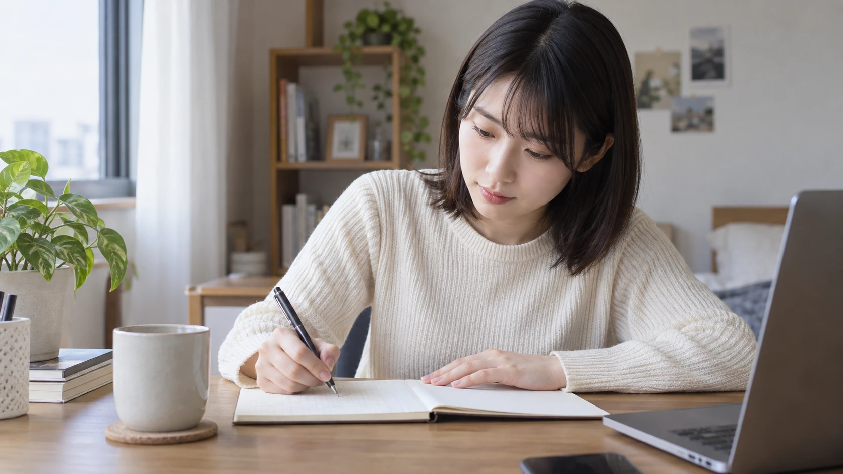 職務経験をメモに分けて整理している若手会社員