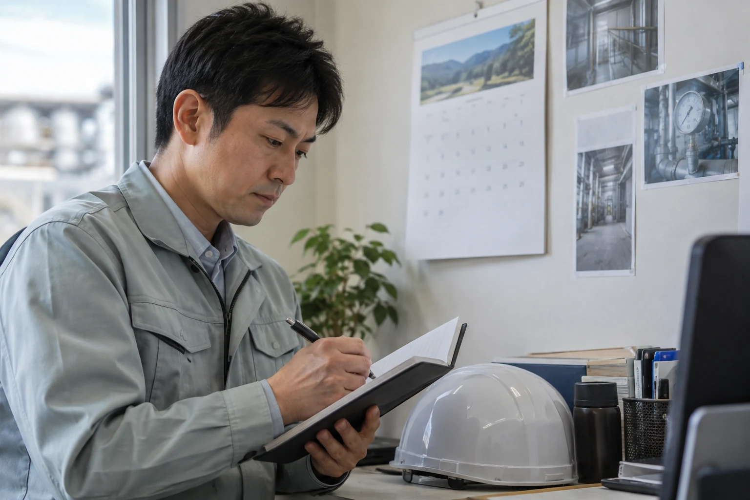 労働条件や職場の困りごとを記録して相談先を確認している様子