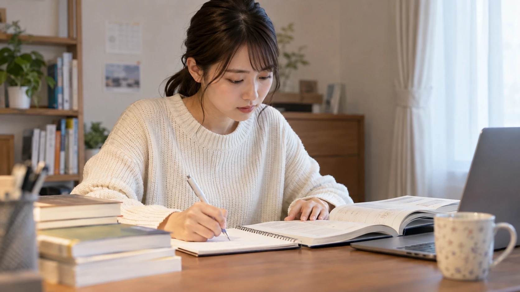 資格取得の学習をする女性