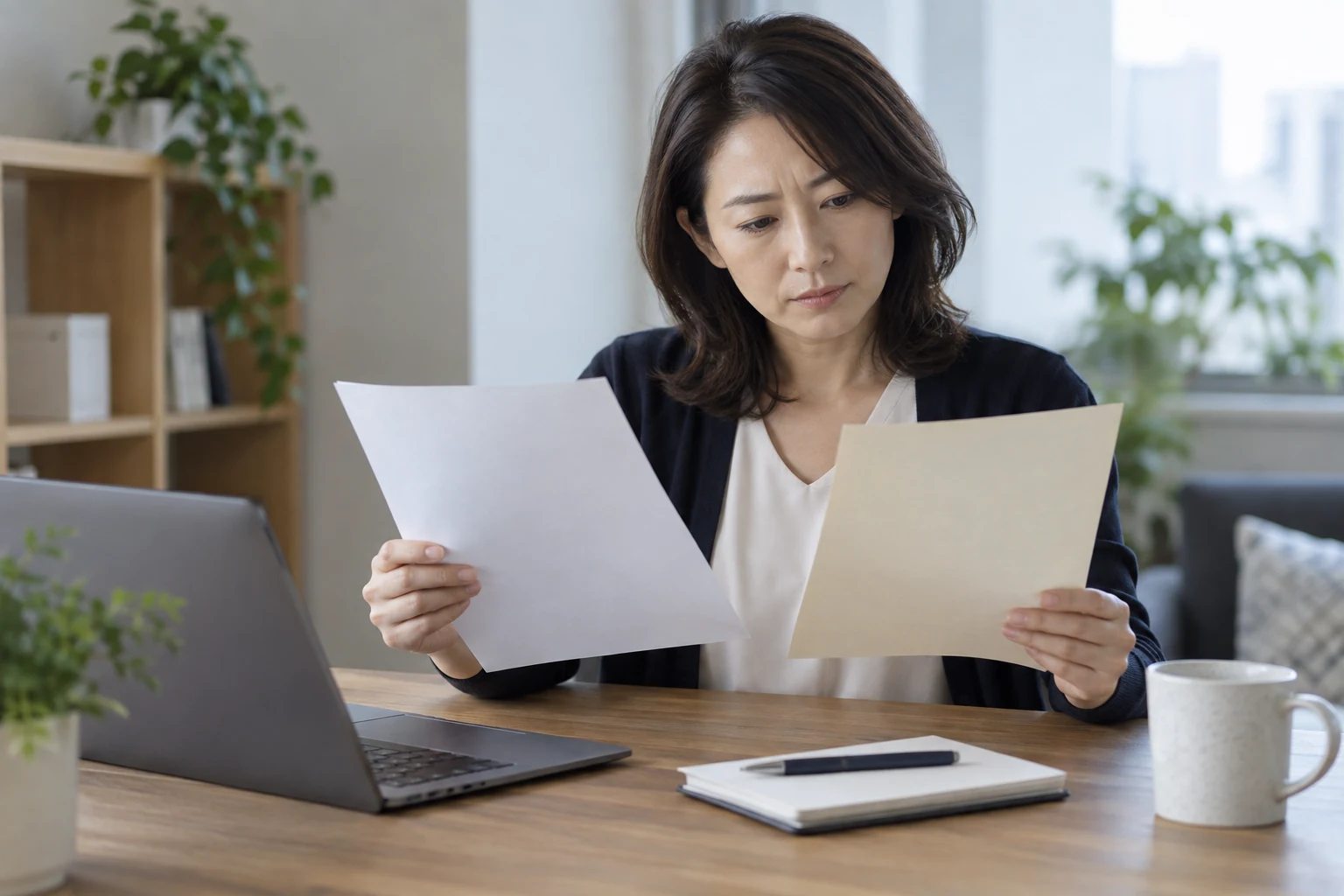 転職前に聞いた条件と転職後の実際を比較する日本人女性