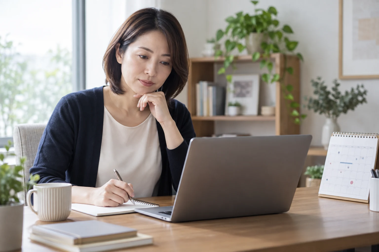 転職直後の不安と仕事の状況を記録する日本人女性