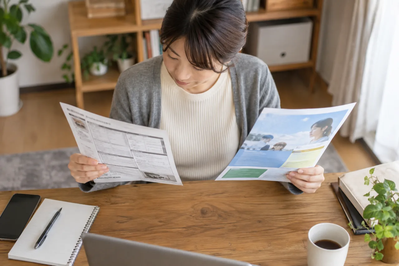 日本人女性が地域と職種を選び転職サイトの求人と面接情報を確認している