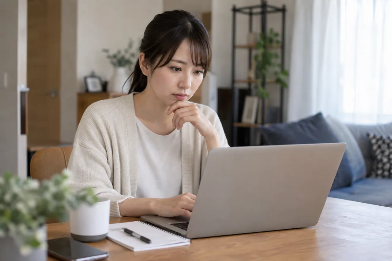 日本人女性が応募日と連絡頻度を転職活動の管理表に記録している