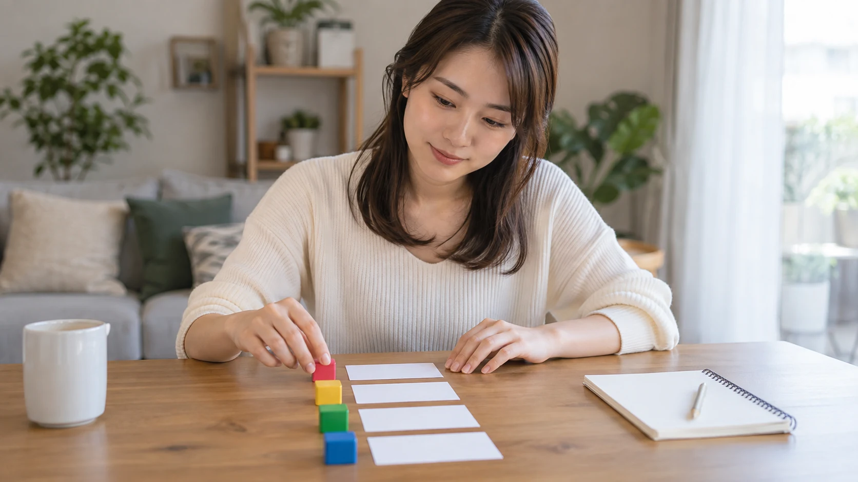 第二新卒の求人情報を見比べる日本人女性