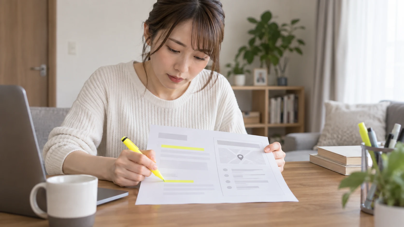 職場情報を確認しながら求人を選ぶ日本人女性